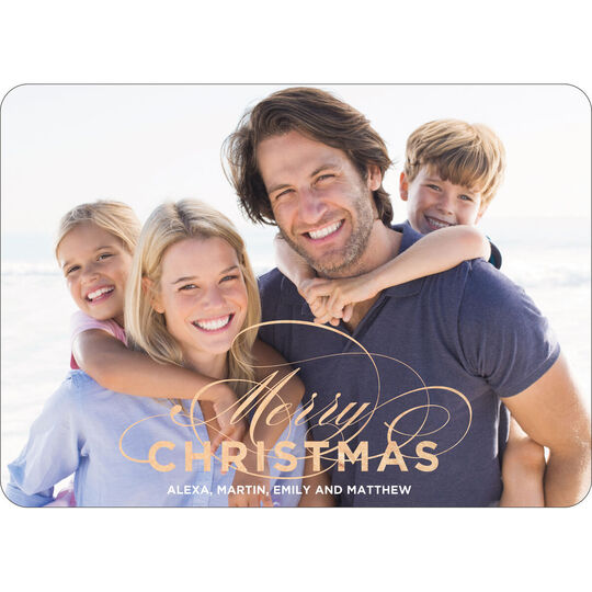 Merry Christmas Flourish Foil Flat Photo Cards
